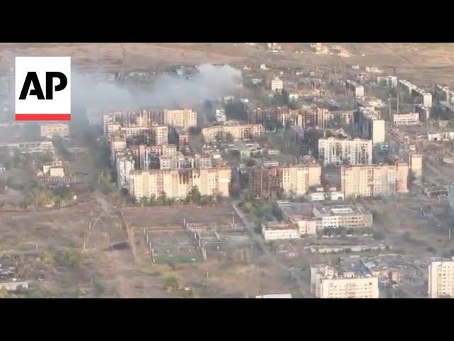 Drone footage shows destruction in Vuhledar, Ukraine