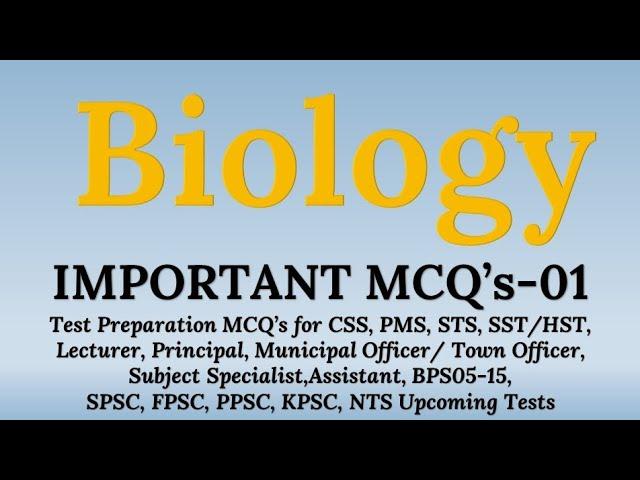 100 most Imp. Biology Mcqs for SST| SPSC, Lecture, PPSC, FPSC|@SMIbyKiranB