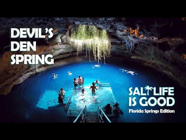 Devil’s Den Spring Cave Freedive with Turtles, Fish, Scuba Divers in Historic Cave in Florida