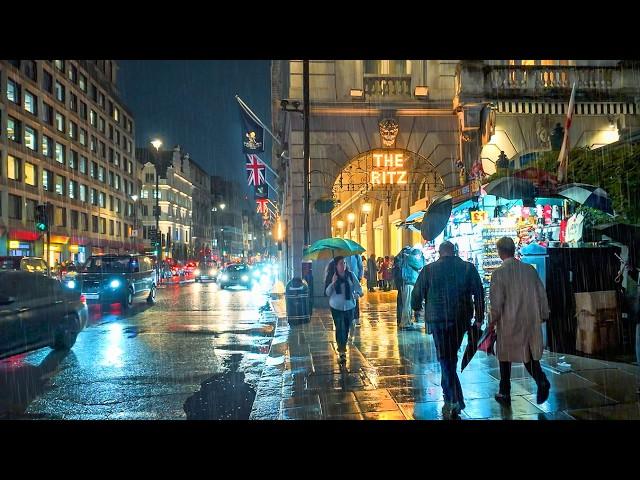 Rainy London Autumn Walk  West End Evening Walking Tour | 4K HDR