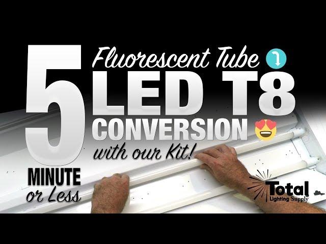 5 minute or less fluorescent tube light to LED T8 conversion with our EZ Kit by Total Bulk Lighting