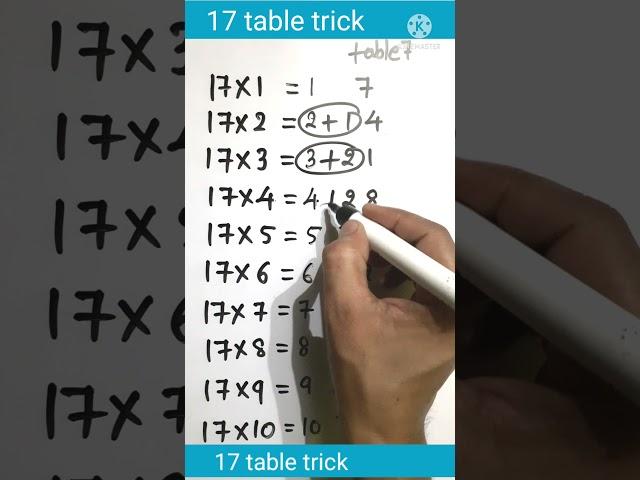 17 table trick | table trick of 17 | table of 17 | 17 ka table trick | #shorts #table #tables