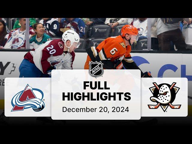 NHL Highlights | Avalanche vs. Ducks | December 20, 2024