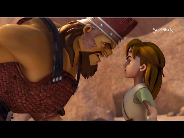 Superbook - A Giant Adventure Tagalog Clip - The Battle of David and Goliath