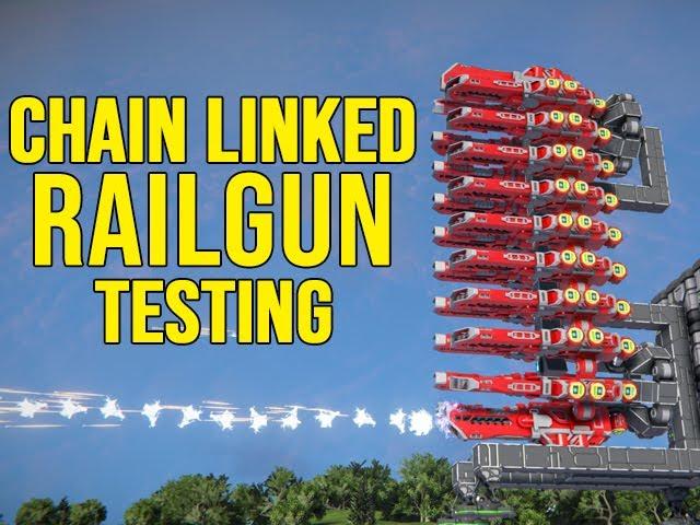 Chain Linked Railgun Testing - Space Engineers