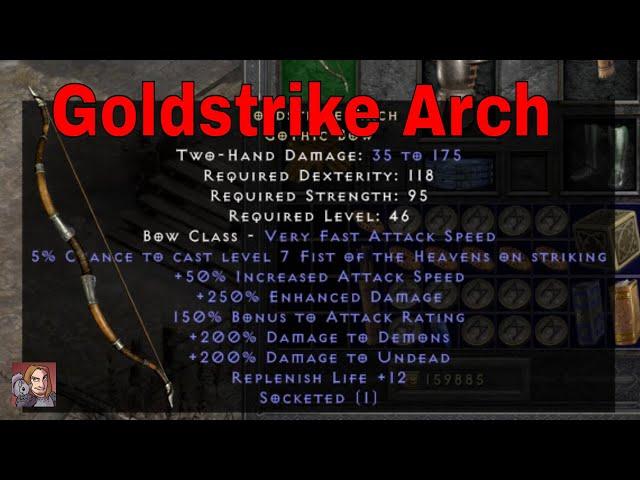 D2R Unique Items - Goldstrike Arch (Gothic Bow)