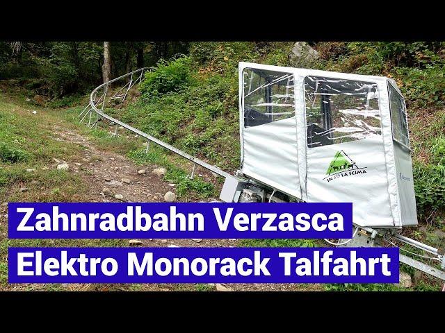 Garaventa Zahnradbahn Verzasca 2024 - Talfahrt neue Bergbahn Garaventa Monorack cog railway