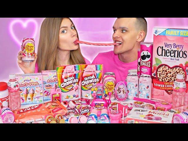 ASMR MUKBANG only PINK FOOD, DIY ICE CREAM and PINK JELLY