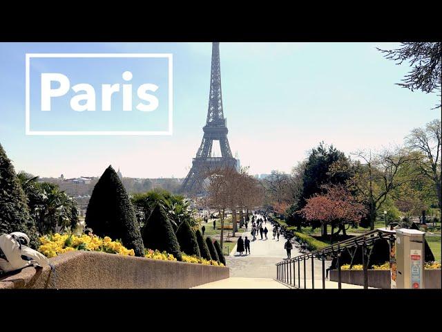 Paris France, Walking from Jardin du Trocadero to Arc de Triomphe - Spring 2023 - 4K HDR 60 fps