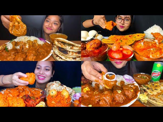 ASMR; EATING SPICY*BUTTER CHICKEN,TANDOORI CHICKEN/CHICKEN PARATHA,NAAN EATING CHALLENGE MUKBANG 2X