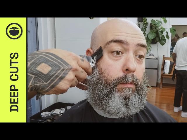 Silver Beard Trimmed Perfectly for Bald Head Style