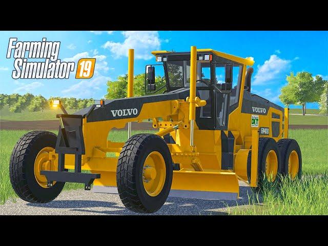 GRADING GRAVEL ROADS BEFORE A MASSIVE STORM (VOLVO ROAD GRADER)  | FS19