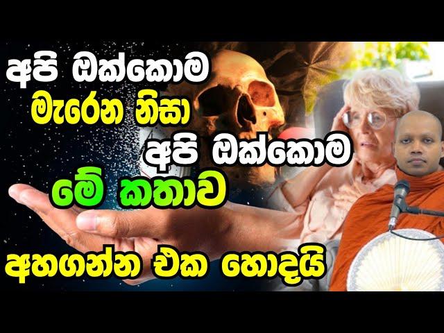 අපි ඔක්කොම මැරෙන නිසා අපි ඔක්කොම මේ කතාව අහගන්න එක හොදයි.Hasalaka Seelawimala.හසලක සීලවිමල හිමි