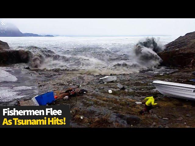 Fishermen Make A Lucky Escape As Tsunami Hits In Greenland