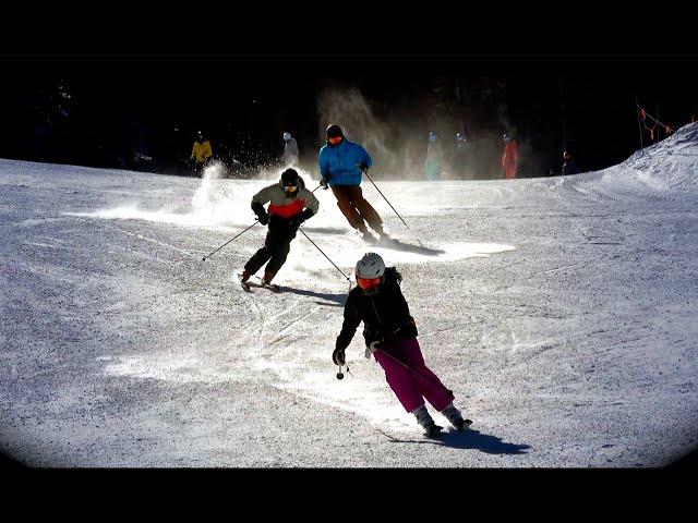 Teen Siblings Skiing, Taos Ski Valley