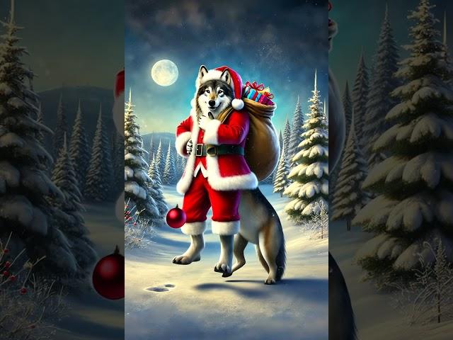 Santa Claus combined with wolf. #youtubeshorts #trending #funnyvideo #animals #giaitri #fusion .