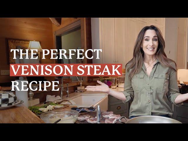 Venison steaks with brown butter herb sauce and fried cornbread