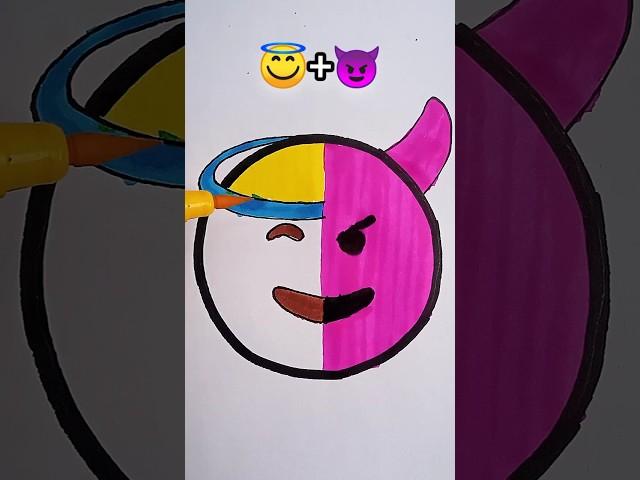 Emoji satisfying creative art || angel+devil_ #shorts #trending #creativity #art