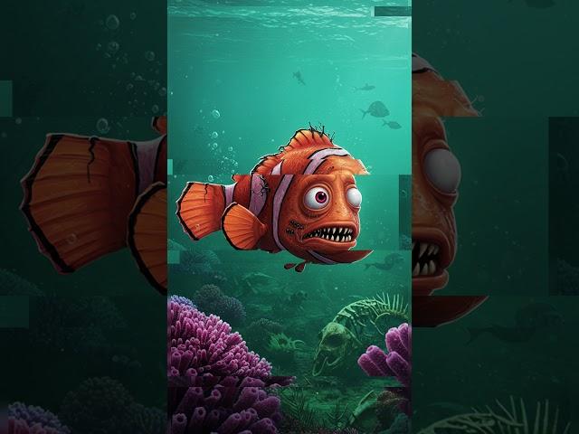 Horror Version of Finding Nemo! Nemo, Marlin, Dory & Crush as Deep Sea Nightmares!  #shorts #pixar