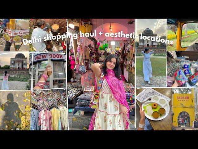 Delhi shopping haul + aesthetic places to visit , khan market , Janpath ,boho bags and more 🪷