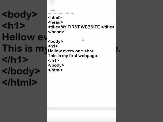 How to create MY FIRST WEBSITE using html in 20 sec  #shorts #coding #html #website #programming