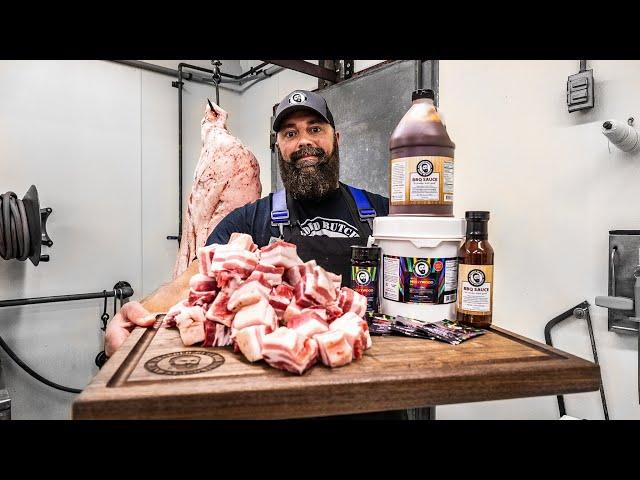 How to cut and smoke Pork Belly Burnt Ends | The Bearded Butchers!