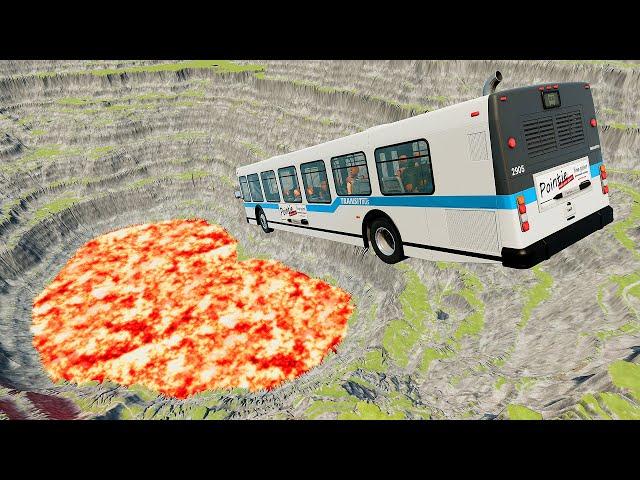 Cars vs Leap Of Death Car Jumps and Falls into Hot Lava - BeamNG.Drive