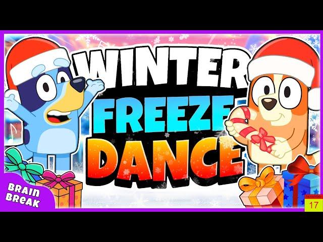 Bluey Winter Freeze Dance ️️ | Winter Brain Break For Kids | Just Dance | Chrismas Dance Party