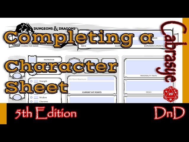 Dungeons and Dragons - "The Character Creation Sheet" - 5th Edition