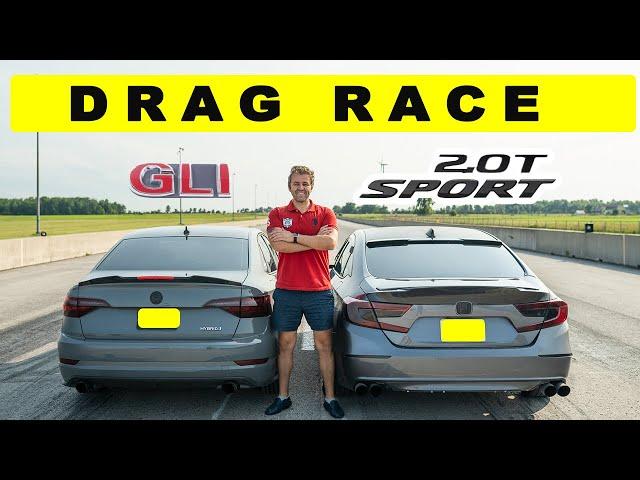 Honda Accord 2.0T Sport races VW Jetta Gli DSG plus a third car bonus | Tuner Drag and Roll Race.