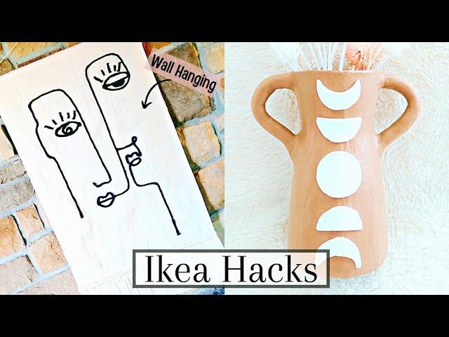 IKEA HACKS | DIY Clay Moon Phase Vase & Line Art Wall Hanging (Affordable & Cute Home Decor)