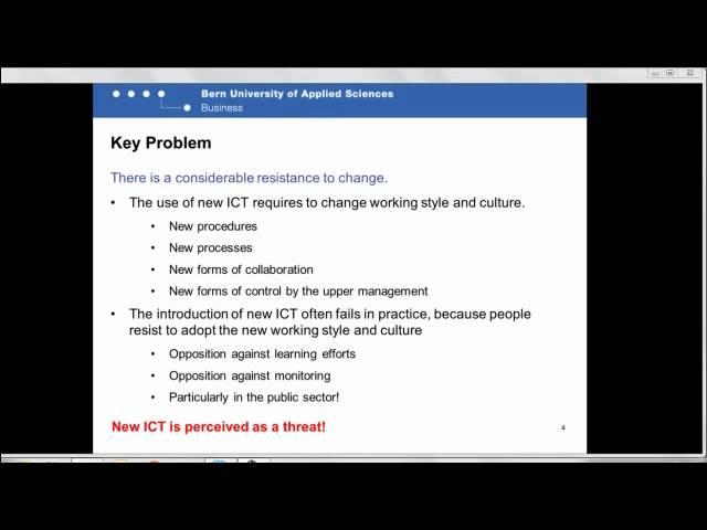 MILE e-Government - Introducing ICT in Government by Prof. Riedl Reinhard of Bern Univ P-(4/4)