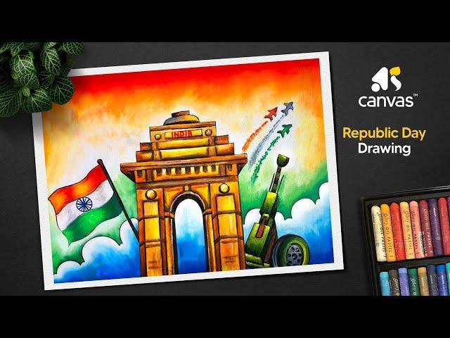 Indian republic day drawing | Easy Republic day drawing oil pastel