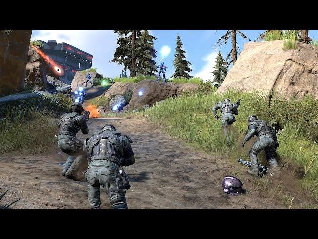 HALO INFINITE AI Battles - UNSC Marines Intense Valley Battle!