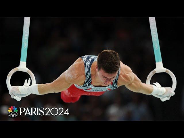 Brody Malone puts in STRONG effort on rings, high bar in men's final | Paris Olympics | NBC Sports