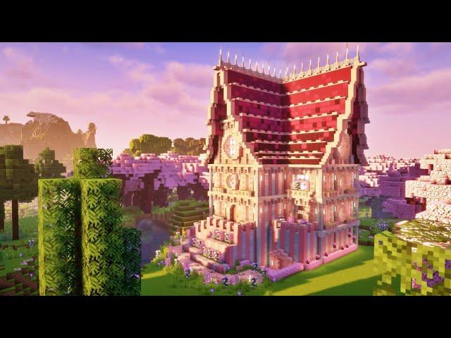 Minecraft | How to Build a Big Medieval Cherry House | Tutorial