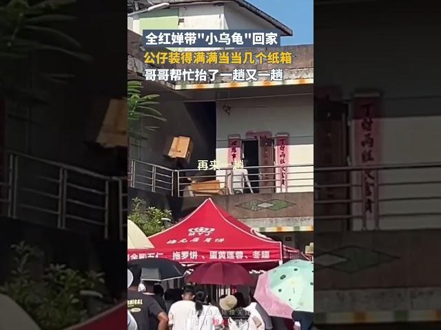 又快樂了！全紅嬋帶"小烏龜"回家，哥哥幫忙擡了壹趟又壹趟｜中國大陸 全紅嬋 #shorts