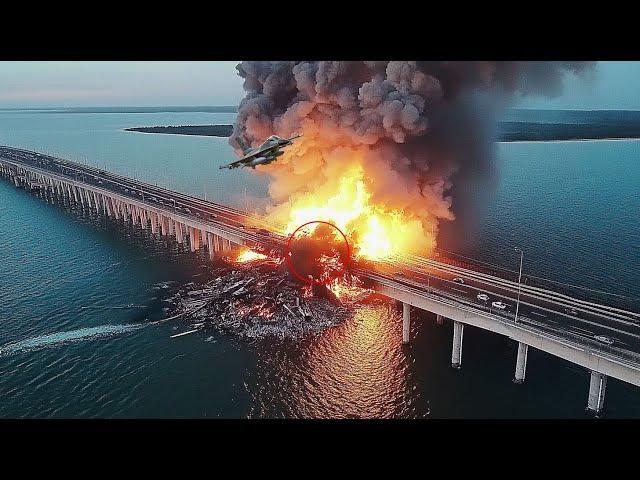 1 MINUTES AGO! Crimean Bridge Finally HIT by Ukrainian Fighter Jet with British STORM SHADOW Missile