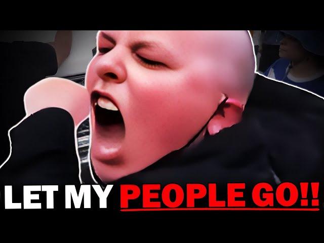 CRAZY FAT LEFTIST -vs- ICE BUS is TOO FUNNY  No Kings Protest CRINGE 