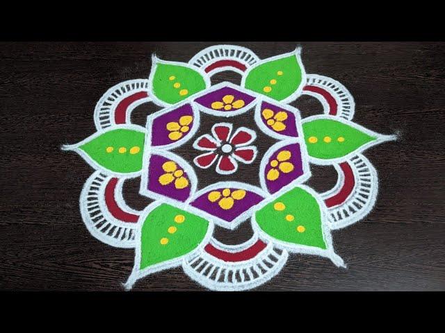 Aadi Matham Special/ flowers padi Kollam Pandaga Muggulu Kalpana's Rangoli Easy Rangoli//14