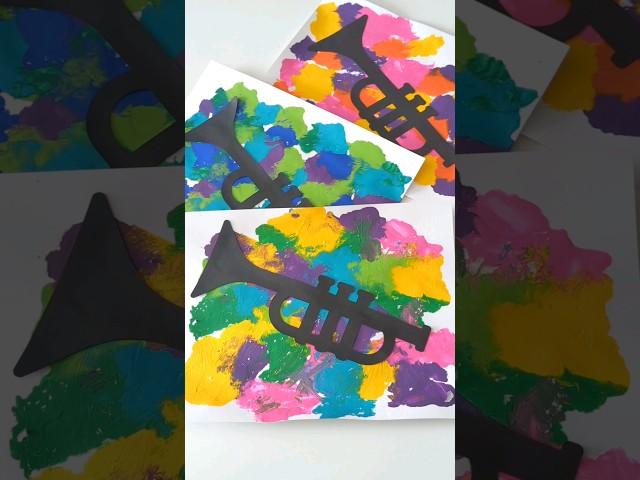 Easy Smush Paint Trumpet Black History Art Project for Kids #kidscraft #shorts #blackhistorymonth