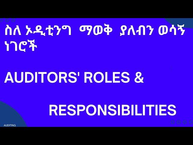 AUDITORS ROLE AND RESPONSIBILITIES ?