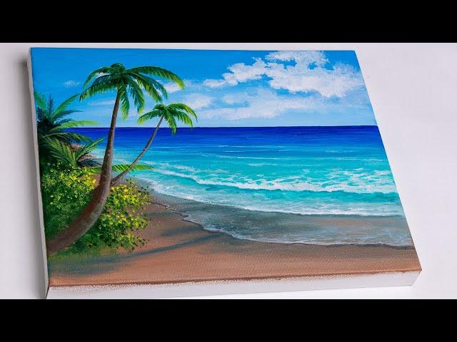 Beach Painting | Seascape Painting | Acrylic Painting Tutorial for Beginners