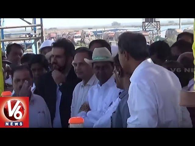 CM KCR Inspects Kannepalli-Annaram Gravity Canal Works | Kaleshwaram Project | V6 News