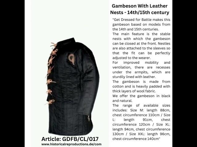 Gambeson With Leather Nests - 14th/15th century | Historical Reproductions | Get Dressed For Battle