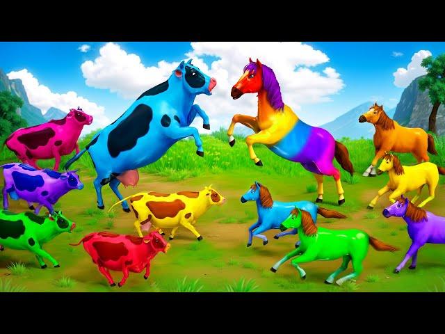 Epic Animal Revolt: Magical Color Cows vs Horses | Funny Animal Fight