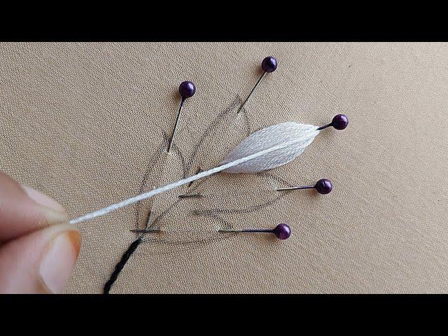 Super easy hand embroidery with pins|easy flower design|hand embroidery