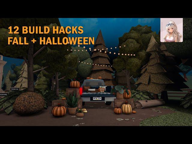 12 Build Hacks for Fall and Halloween | Bloxburg Build Tour & Speedbuild Tutorial