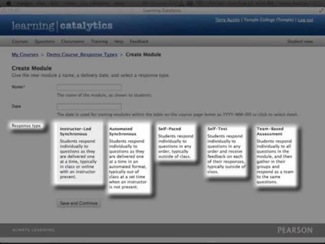 Learning Catalytics: Select a Module Response Type