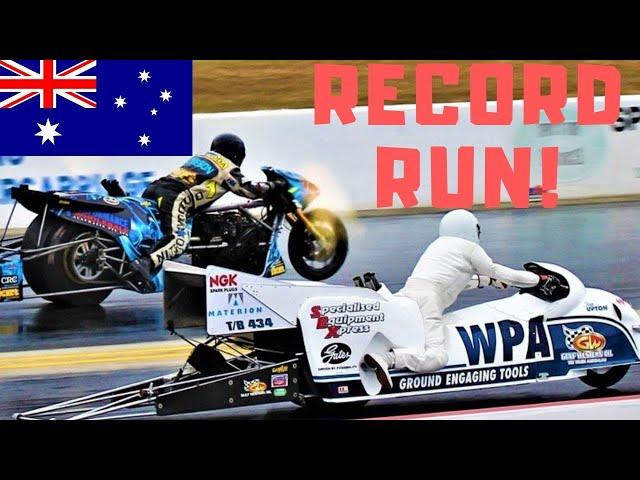 AUSTRALIA’S QUICKEST TOP FUEL NITRO MOTORCYCLE RUN! TOP DRAG BIKE RACER BREAKS NATIONAL RECORD!